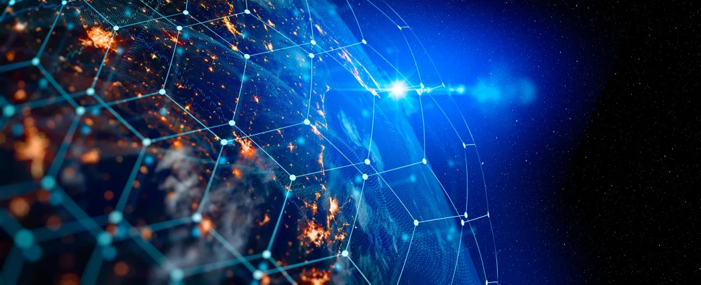Abstract satellite network of connected points of light