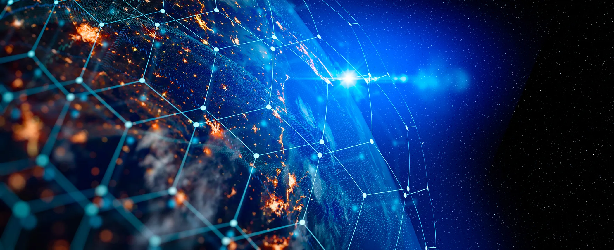 Abstract satellite network of connected points of light